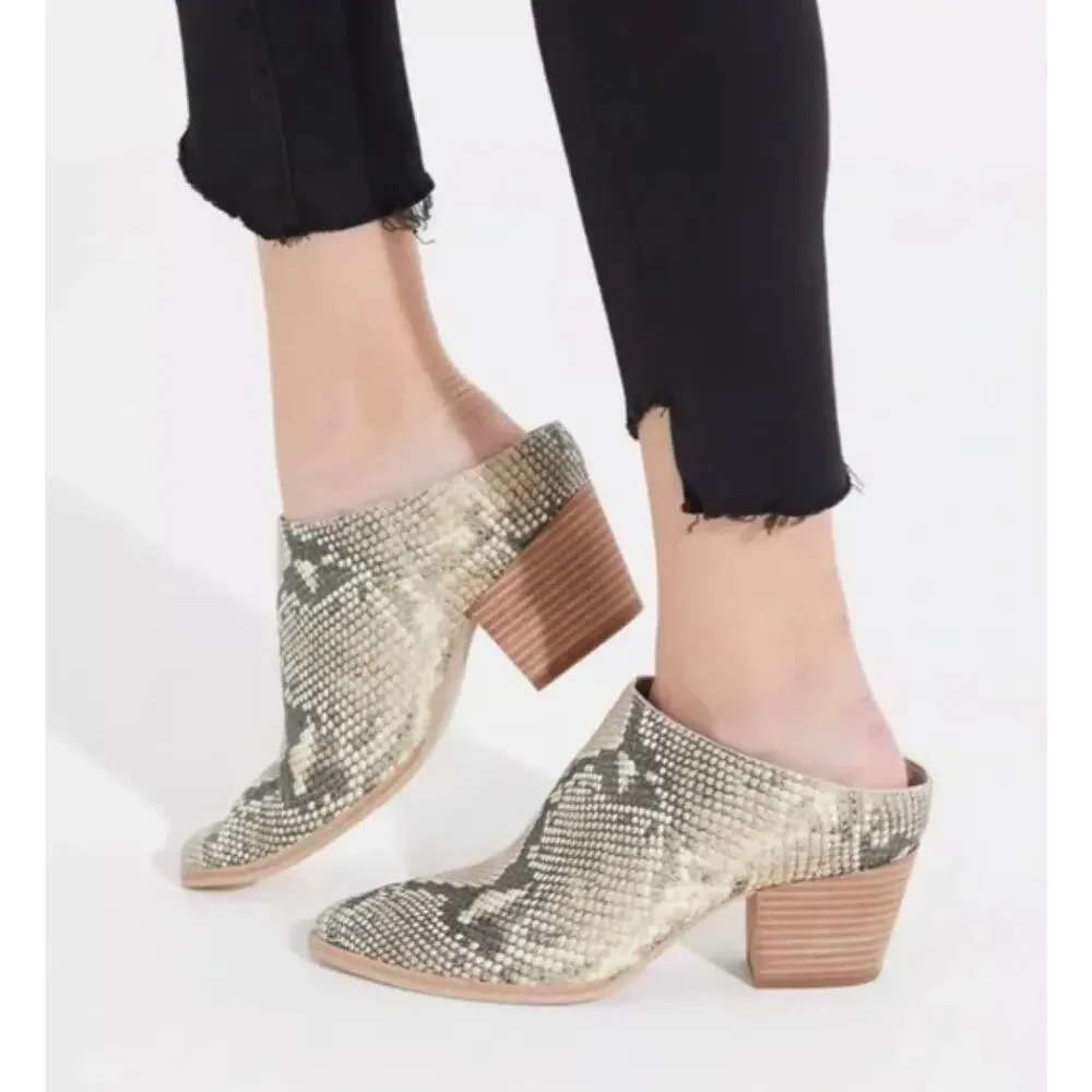 Dolce Vita Rianna Mule Snake Print Stella Ankle Boot Size 6 Snakeskin Mules